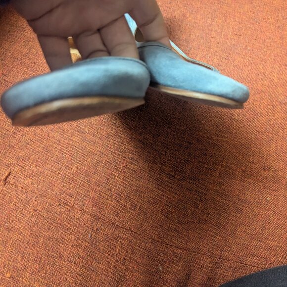 Frye Carson Ballet Flats Blue Leather Suede Slip On Round Toe Preppy Aqua - Picture 5 of 9